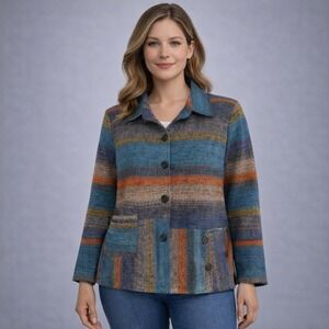 Trisha Tyler Woven Stripe Blazer‎ Jacket Shacket Size Medium